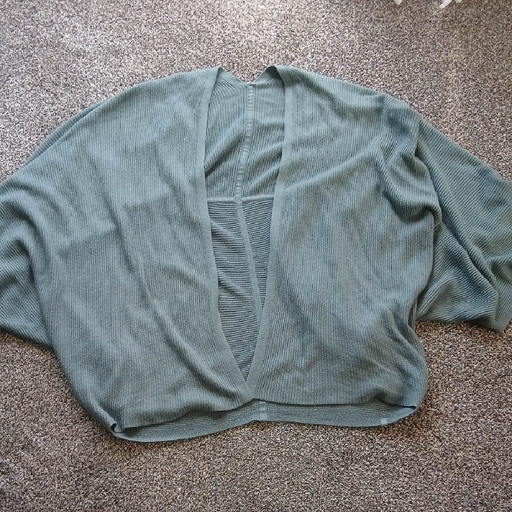 Lululemon Athletica Green Shrug Sweater with Dolman Sleeves
